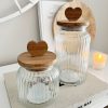 Wooden heart glass storage jars - 2 sizes