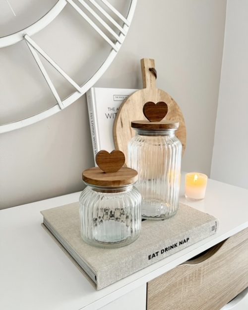 Wooden heart glass storage jars - 2 sizes - Image 5