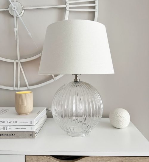 Stunning large ribbed glass lamp - 2 shade options