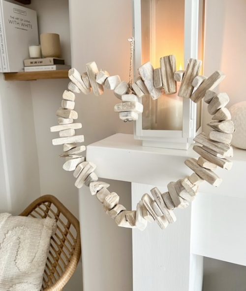 White wash decorative driftwood heart