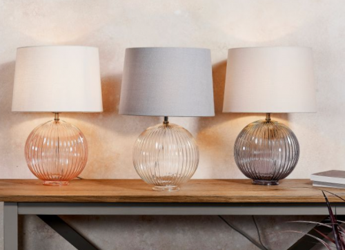 Stunning large ribbed glass lamp - 2 shade options - Image 5