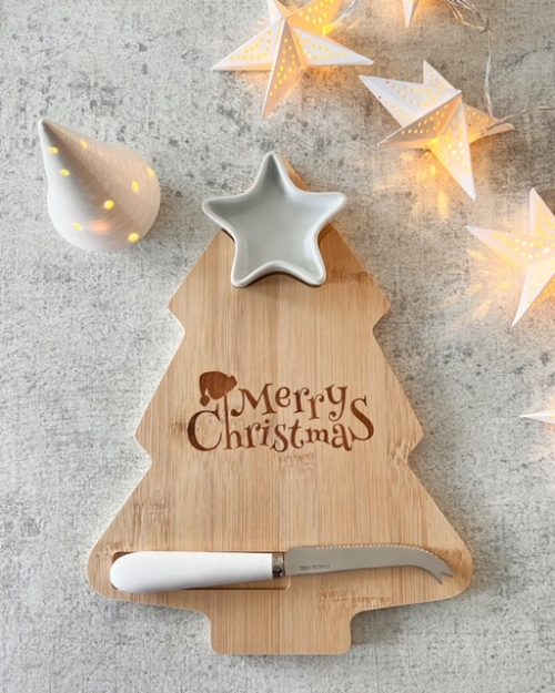 Festive cheese board with chutney dish
