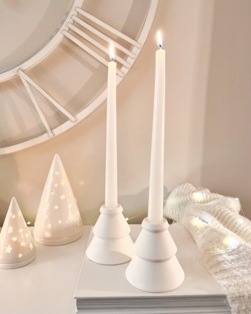 White ceramic 'tree' candle holders