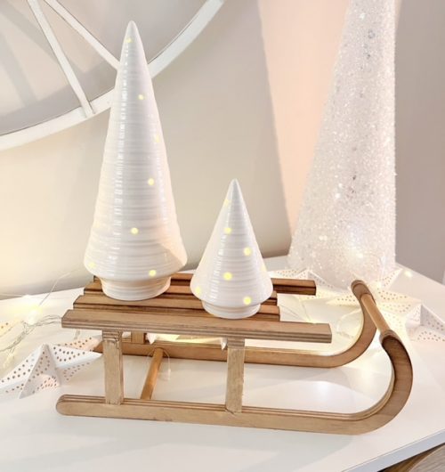 Large glossy white LED ceramic light up tree - Image 3