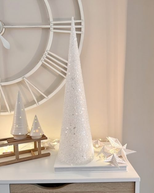 Tall white light up Christmas tree with LED lights - Image 3