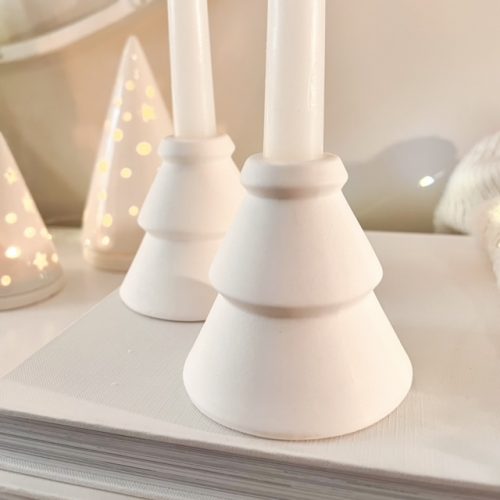 White ceramic 'tree' candle holders - Image 2