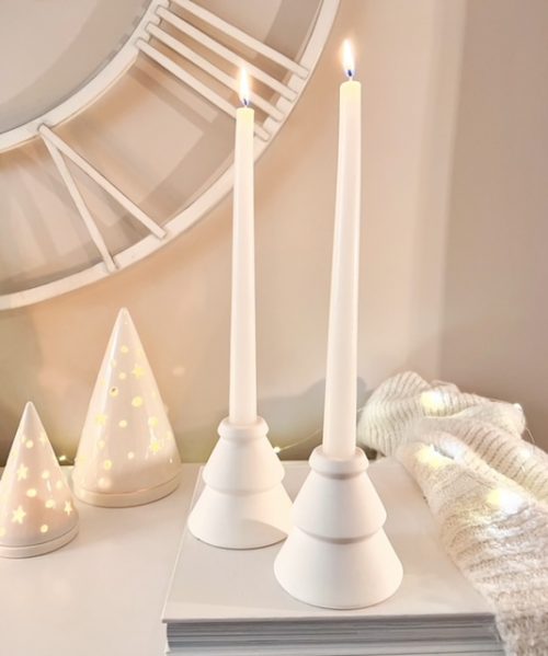 White ceramic 'tree' candle holders - Image 3