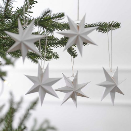 Set of 5 hanging Nordic paper stars