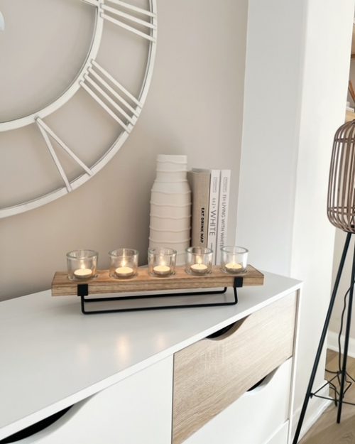 Decorative wooden votive candle display