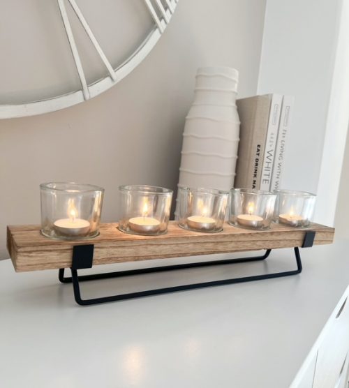 Decorative wooden votive candle display - Image 3
