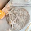 Large white washed mango wood heart tray