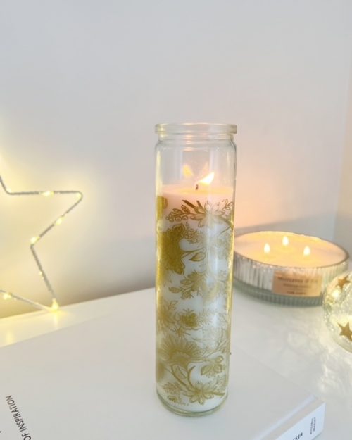 Festive Vanilla Spice glass tube candle