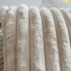 Luxury cream faux fur ribbed cushion - Image 2