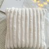 Luxury cream faux fur ribbed cushion
