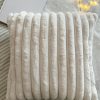 Luxury cream faux fur ribbed cushion - Image 3