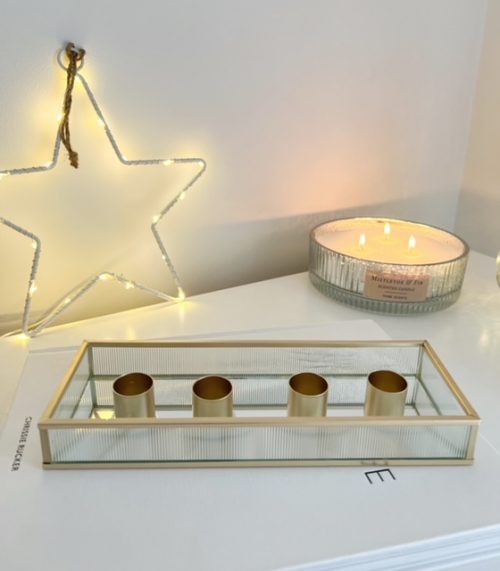 Luxury glass and gold candle holder