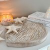 Large white washed mango wood heart tray - Image 4