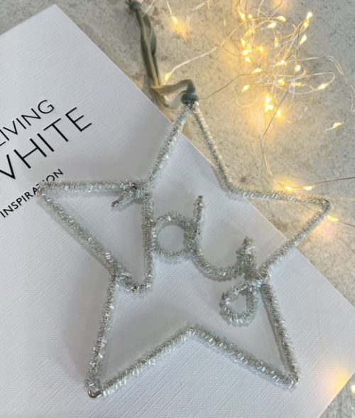 Glass beaded 'Joy' hanging star