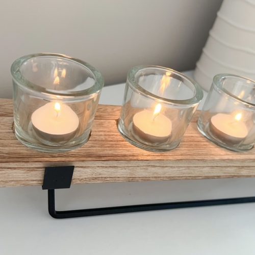 Decorative wooden votive candle display - Image 2