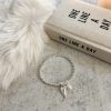 Silver bead bracelet with heart and pearl charm - Image 2