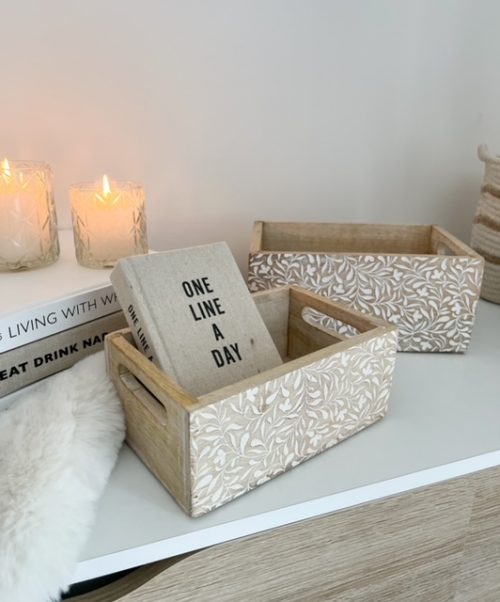 A pair of decorative storage crates with handles - Image 4