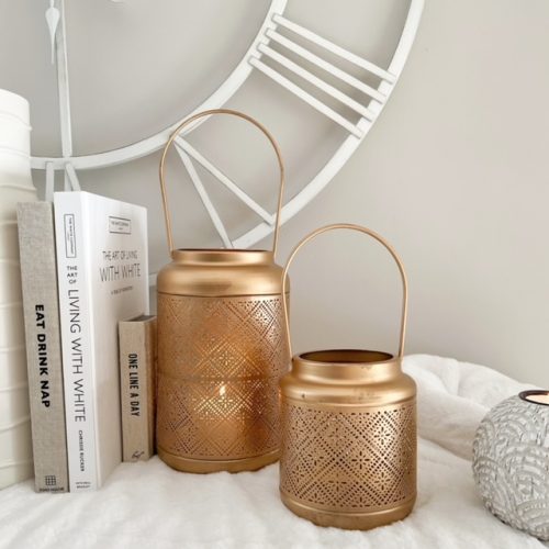 Matt gold Moroccan style lantern - 2 sizes - Image 4