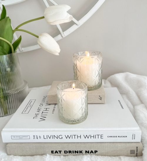 Small chevron glass scented candle