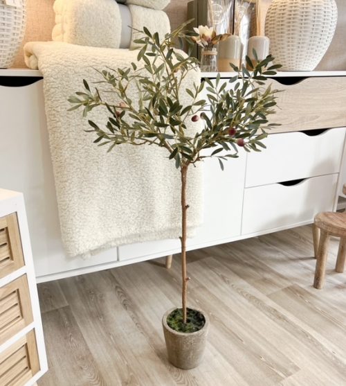 Faux potted olive tree