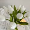 Textured glass vase with faux tulips - Image 3