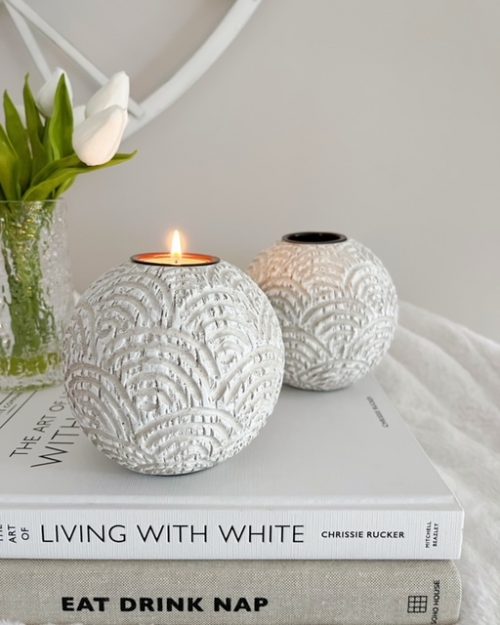 Decorative wooden ball tealight holder