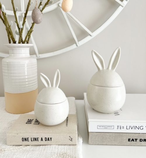 Small lidded ceramic bunny jar