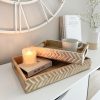 Pair of chevron decorated nesting mango wood trays