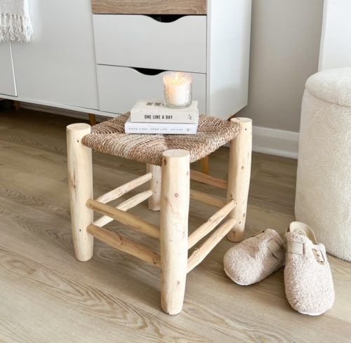 Rustic woven palm leaf stool