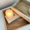 Pair of chevron decorated nesting mango wood trays - Image 2