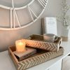 Pair of chevron decorated nesting mango wood trays - Image 3