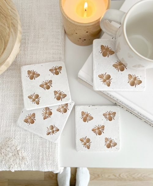 Stone style 'Bee' textured coasters - Image 2