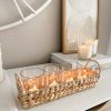 Rattan candle display with glass votives - Image 2