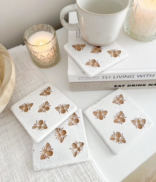 Stone style 'Bee' textured coasters