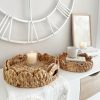 Set of 3 scalloped edge rattan baskets