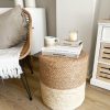 Two tone woven drum stool, side table - Image 3