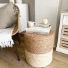 Two tone woven drum stool, side table