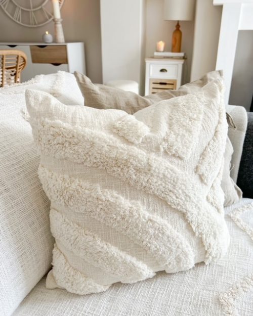 Off white Nordic tufted rainbow cushion