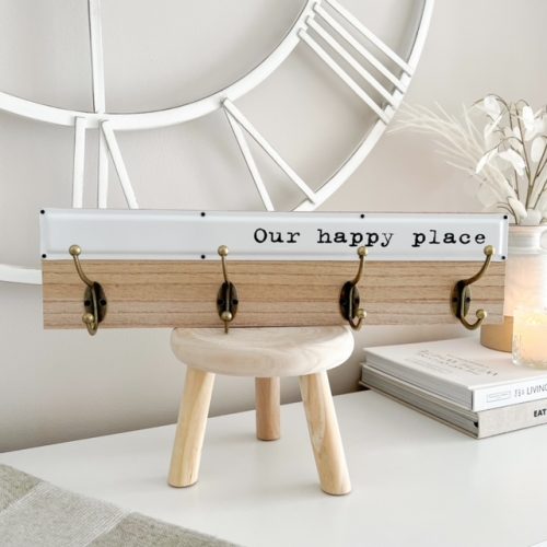 'Our happy place' wall hooks