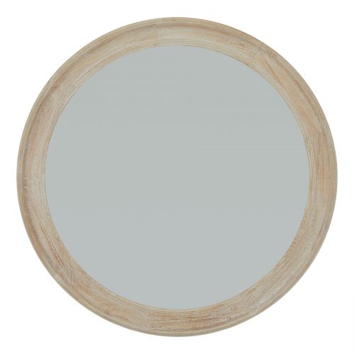 Washed Wood Round Framed Large Mirror