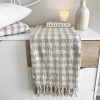 Natural soft tone gingham throw/blanket