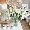 Long large stem of faux ivory sweetpeas