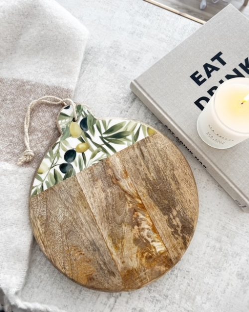 Mango wood and enamel 'Olive branch' serving board - Image 2