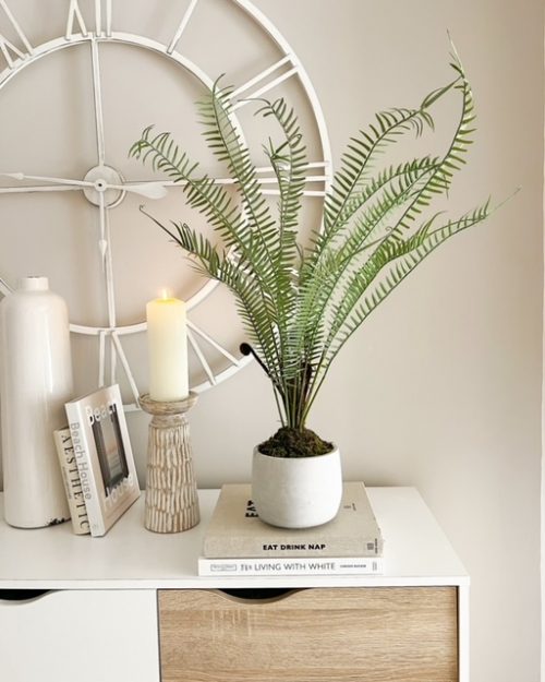 Large white wash potted faux fern