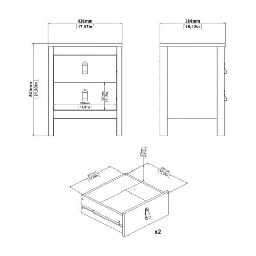 Loft Bedside Table 2 Drawers in Jackson Hickory Oak - Image 4