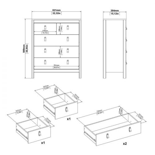 Loft Chest 3+2 Drawers in Jackson Hickory Oak - Image 4